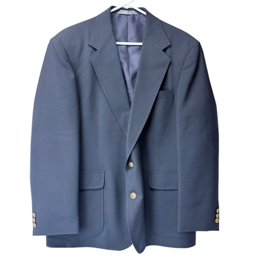 Haggar Navy Blue Two-Button Sport Coat Blazer